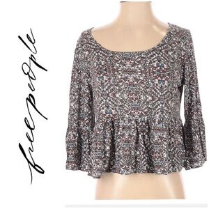 Free People | Bell Sleeve Floral Print Babydoll Top - Excellent Condition - Sz M